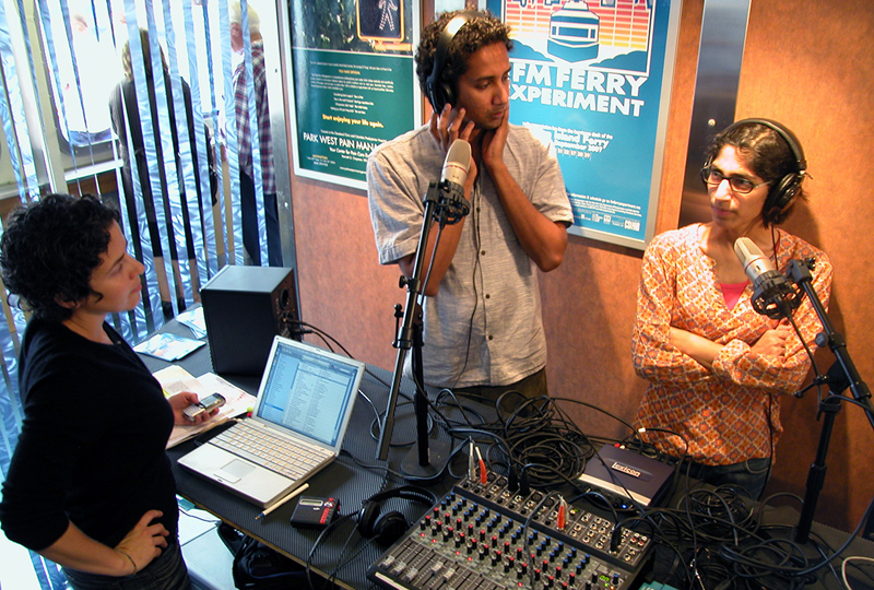 Valerie Tevere with on-air performers/artists Rit Premnath and Jesal Kapadia, September 22, 2007.